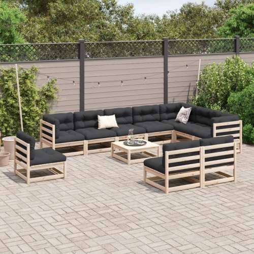 11-dijelna set vrtnih sofa od masivne borovine - Prirodna boja bora 1 Cijena