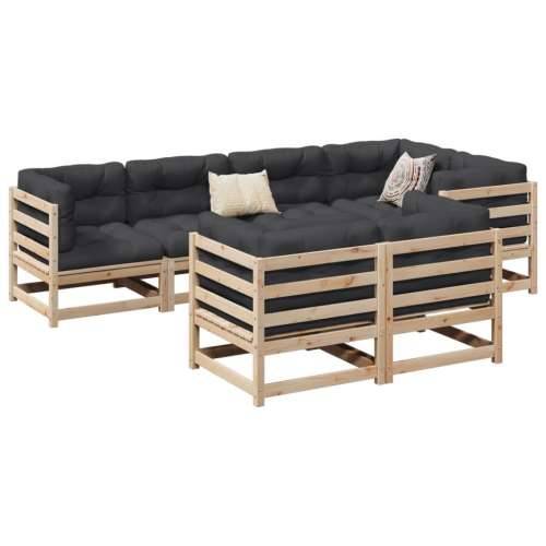 Vrtna garnitura - 7-dijelni set vrtnih sofa s jastucima od masivne borovine - Prirodna boja bora Da 1 Cijena