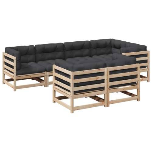 Vrtna garnitura - 7-dijelni set vrtnih sofa s jastucima od masivne borovine - Prirodna boja bora Da 1 Cijena