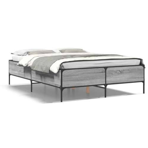 Okvir kreveta boja hrasta 135x190cm konstruirano drvo i metal Sivi hrast sonoma 135 x 190 cm 44 cm Cijena