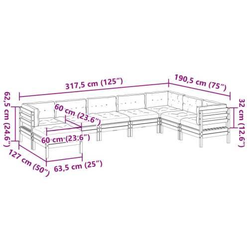 Vrtna garnitura - 8-dijelni set vrtnih sofa s jastucima od impregnirane borovine - Prirodno impregnirano 1 Cijena