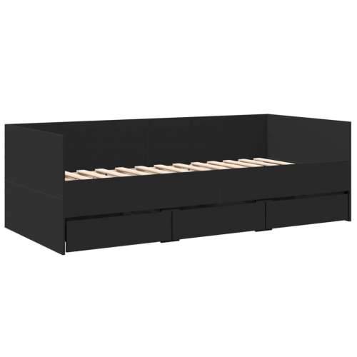 Dnevni krevet s ladicama bez madraca crni 90x200 cm - Crna 90 x 200 cm Cijena