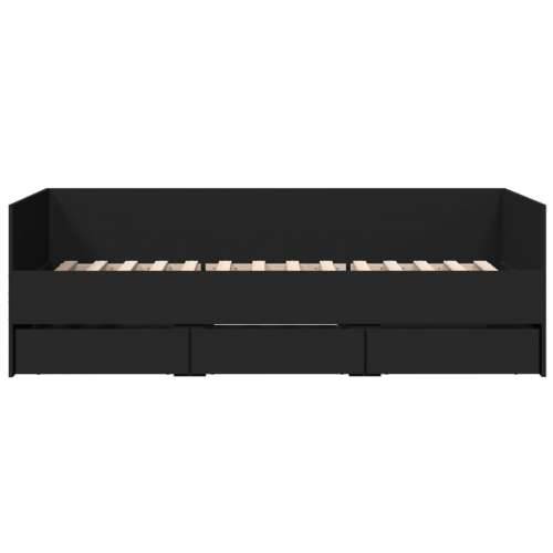 Dnevni krevet s ladicama bez madraca crni 90x200 cm - Crna 90 x 200 cm Cijena