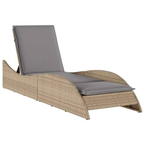 Ležaljka za sunčanje s jastukom bež 60x205x73 cm poliratan - bež i siva 60 x 205 x 73 cm 1 Cijena