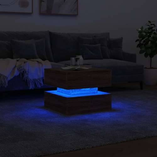 Ormarić za uzglavlje LED boja smeđeg hrasta 50x50x40 cm - Smeđi hrast 1 50 cm Cijena