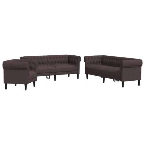 3-dijelni set sofa tamnosmeđi od tkanine Cijena