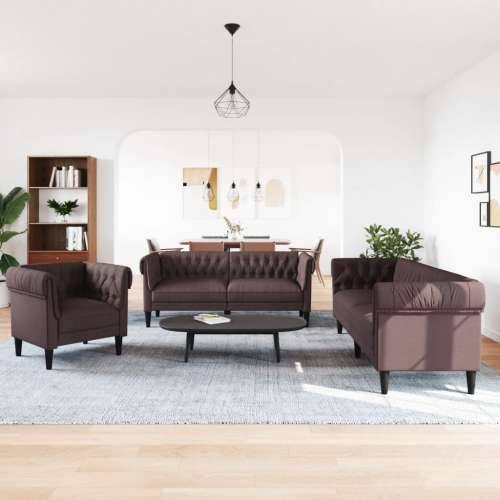 3-dijelni set sofa tamnosmeđi od tkanine - Tamno smeđa 1-sjedalo + dvosjed + trosjed Cijena