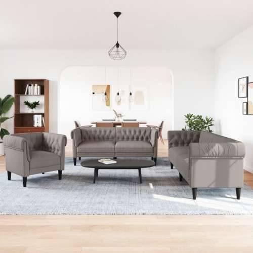 3-dijelni set sofa smeđesivi od tkanine - Sivo-smeđa 1-sjedalo + dvosjed + trosjed Cijena