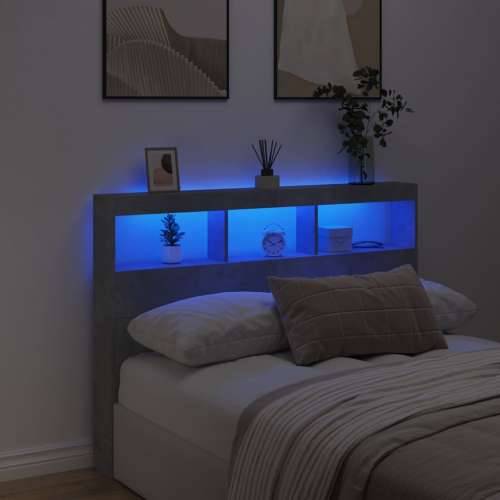 Ormarić za uzglavlje LED svjetlima boja betona 140x17x102 cm - Beton siva 140 x 17 x 102 cm 1 Cijena
