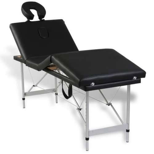 Crni sklopivi stol za masažu s 4 zone i aluminijskim okvirom Cijena