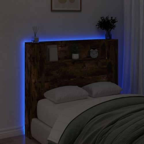 Ormarić za uzglavlje LED boja dimljenog hrasta 120x16,5x103,5cm - Dimljeni hrast 120 x 16.5 x 103.5 cm 1 Cijena