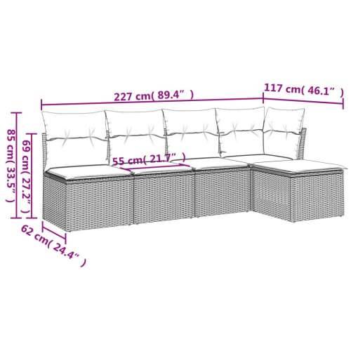 5-dijelni set vrtnih sofa s jastucima poliratan smeđi Cijena