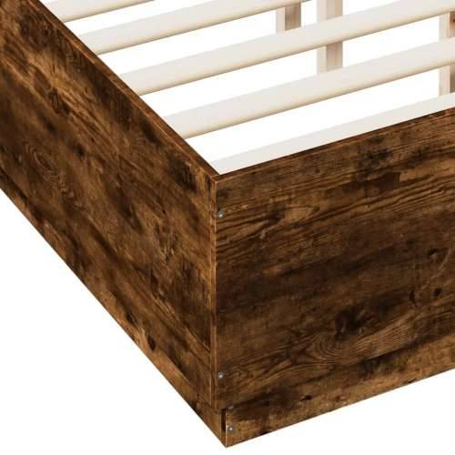 Okvir za krevet s LED svjetlima boja hrasta 135 x 190 cm drveni - Dimljeni hrast 135 x 190 cm Cijena
