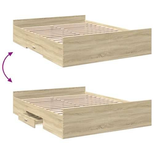 Okvir za krevet s ladicama boja hrasta 140x200 cm drveni - sonoma hrast 140 x 200 cm Cijena