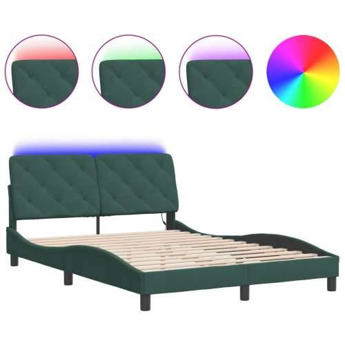 Okvir kreveta s LED svjetlima tamnozeleni 140x200 cm baršunasti - Tamnozelena 140 x 200 cm Cijena