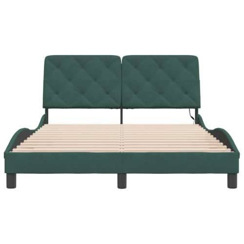 Okvir kreveta s LED svjetlima tamnozeleni 140x200 cm baršunasti - Tamnozelena 140 x 200 cm Cijena