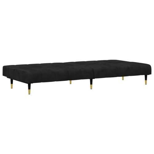 2-dijelni set sofa crni baršunasti - Crna Bez naslona za ruke Cijena
