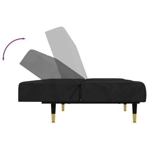 2-dijelni set sofa crni baršunasti - Crna Bez naslona za ruke Cijena