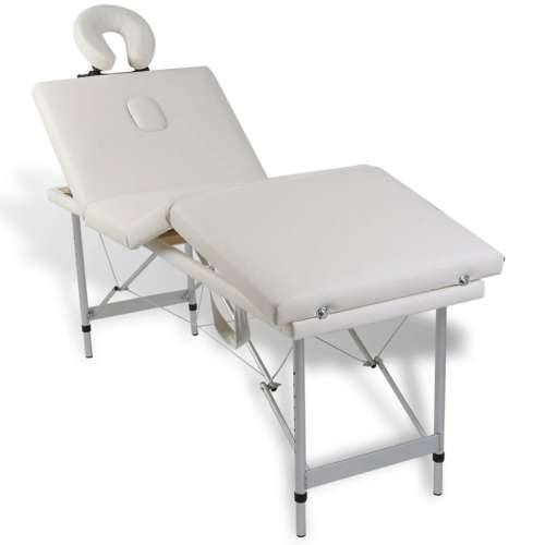Krem bijeli sklopivi masažni četvorodijelni stol s aluminijskim okvirom Cijena