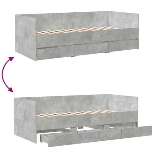 Dnevni krevet s ladicama bez madraca siva boja betona 90x200 cm - Beton siva 90 x 200 cm Cijena