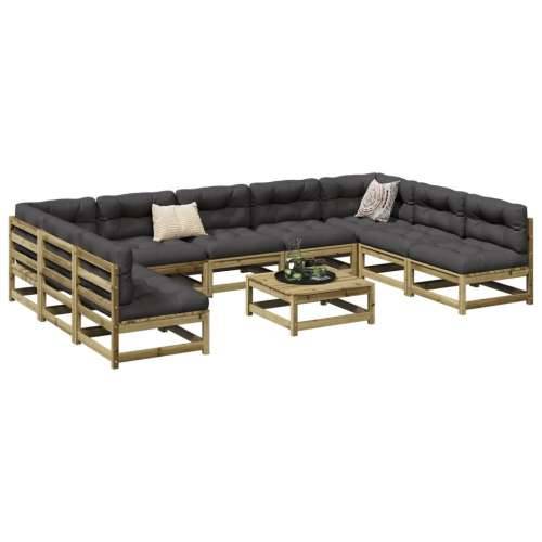 Vrtna garnitura - 10-dijelni set vrtnih sofa s jastucima od impregnirane borovine - Prirodno impregnirano s jastučićem 1 Cijena