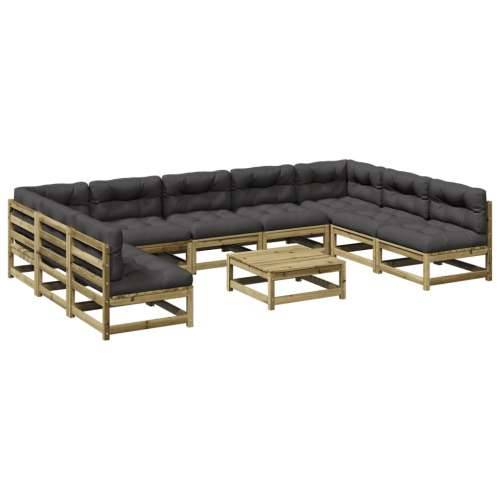 Vrtna garnitura - 10-dijelni set vrtnih sofa s jastucima od impregnirane borovine - Prirodno impregnirano s jastučićem 1 Cijena