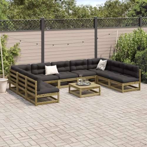 Vrtna garnitura - 10-dijelni set vrtnih sofa s jastucima od impregnirane borovine - Prirodno impregnirano s jastučićem 1 Cijena