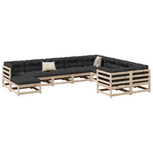 Vrtna garnitura - 10-dijelni set vrtnih sofa s jastucima od masivne borovine - Prirodna boja bora s jastučićem 1 Cijena