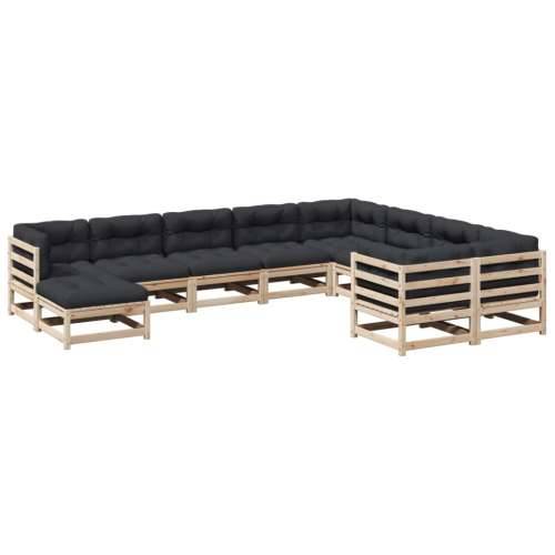 Vrtna garnitura - 10-dijelni set vrtnih sofa s jastucima od masivne borovine - Prirodna boja bora s jastučićem 1 Cijena