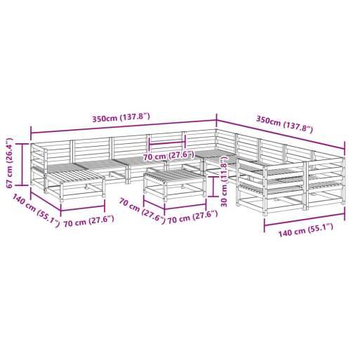Vrtna garnitura - 12-dijelni set vrtnih sofa od impregnirane borovine - Prirodno impregnirano 1 Cijena