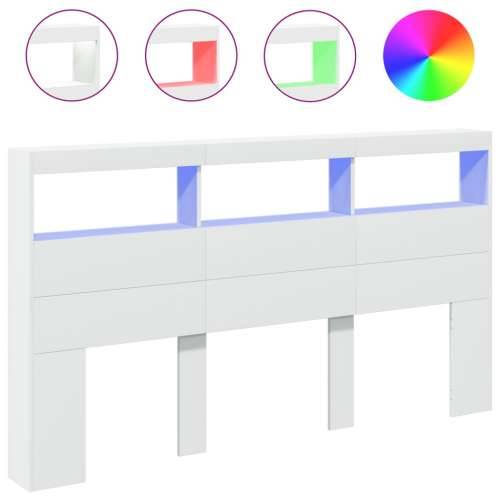 Ormarić za uzglavlje s LED svjetlima bijeli 180 x 17 x 102 cm - Bijela 180 x 17 x 102 cm 1 Cijena