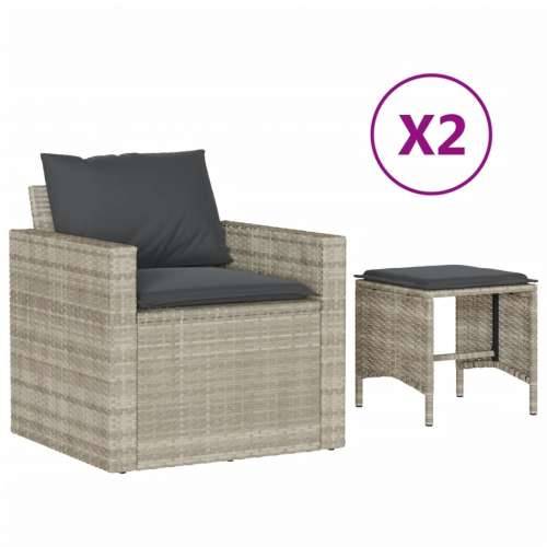 Vrtna garnitura - 4-dijelni set vrtnih sofa s jastucima svijetlosivi poliratan - Svjetlosiva 1 Cijena