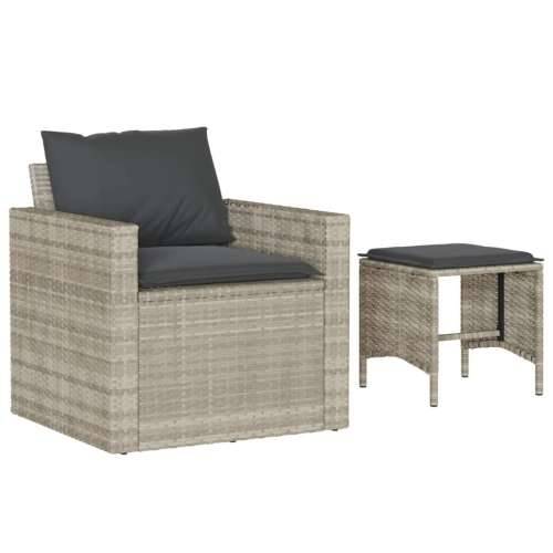 Vrtna garnitura - 4-dijelni set vrtnih sofa s jastucima svijetlosivi poliratan - Svjetlosiva 1 Cijena