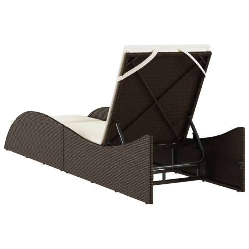 Ležaljka za sunčanje s jastukom smeđa 60x205x73 cm poliratan - Smeđa 60 x 205 x 73 cm 1 Cijena