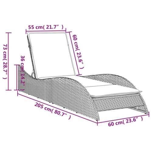 Ležaljka za sunčanje s jastukom smeđa 60x205x73 cm poliratan - Smeđa 60 x 205 x 73 cm 1 Cijena
