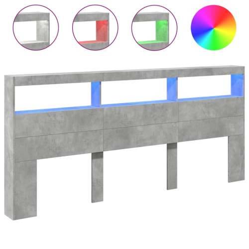 Ormarić za uzglavlje LED svjetlima boja betona 220x17x102 cm - Beton siva 220 x 17 x 102 cm 1 Cijena
