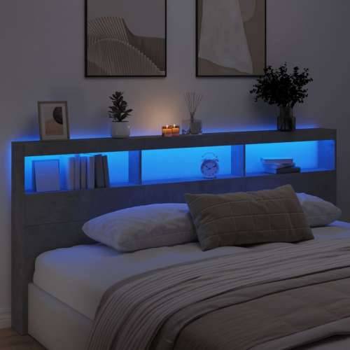 Ormarić za uzglavlje LED svjetlima boja betona 220x17x102 cm - Beton siva 220 x 17 x 102 cm 1 Cijena
