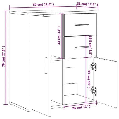 Komoda smeđi hrast 60 x 31 x 70 cm od konstruiranog drva - Smeđi hrast 1 Cijena
