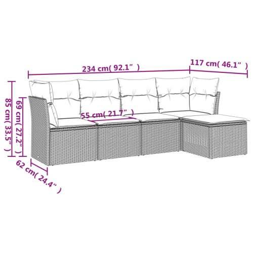 5-dijelni set vrtnih sofa s jastucima poliratan smeđi Cijena