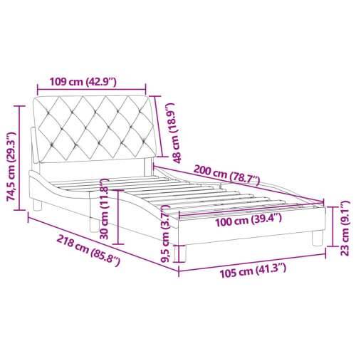 Okvir za krevet s uzglavljem plavi 100x200 cm baršunasti - Plava 100 x 200 cm Cijena