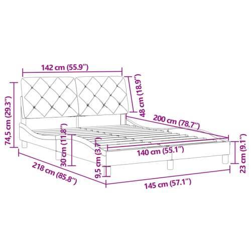 Okvir za krevet s uzglavljem ružičasti 140x200 cm baršunasti - Ružičasta 140 x 200 cm Cijena