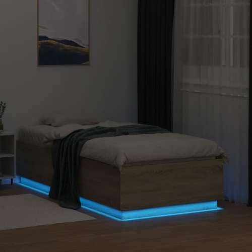 Okvir za krevet s LED svjetlima 75x190 cm od konstruiranog drva - sonoma hrast 75 x 190 cm Cijena