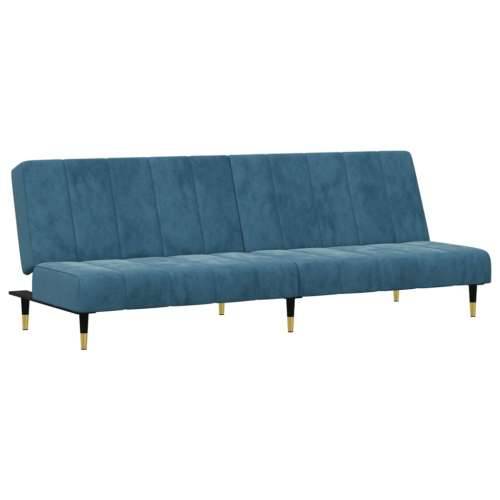 2-dijelni set sofa plavi baršunasti - Plava Bez naslona za ruke Cijena