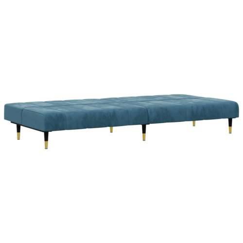 2-dijelni set sofa plavi baršunasti - Plava Bez naslona za ruke Cijena