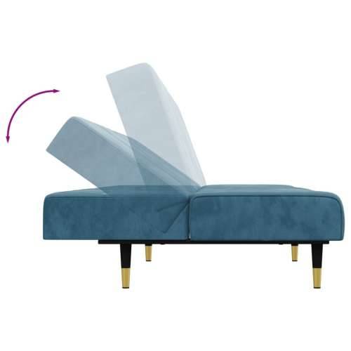 2-dijelni set sofa plavi baršunasti - Plava Bez naslona za ruke Cijena
