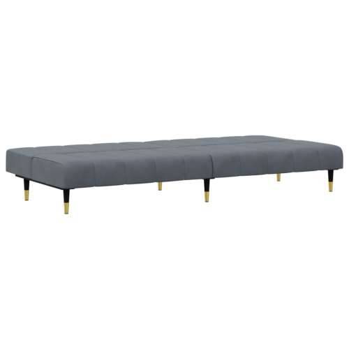 2-dijelni set sofa tamnosivi baršunasti - Tamno siva Bez naslona za ruke Cijena