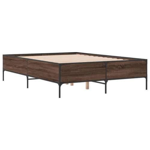 Okvir za krevet smeđi hrast 135x190cm konstruirano drvo i metal - Smeđi hrast 135 x 190 cm 44 cm Cijena
