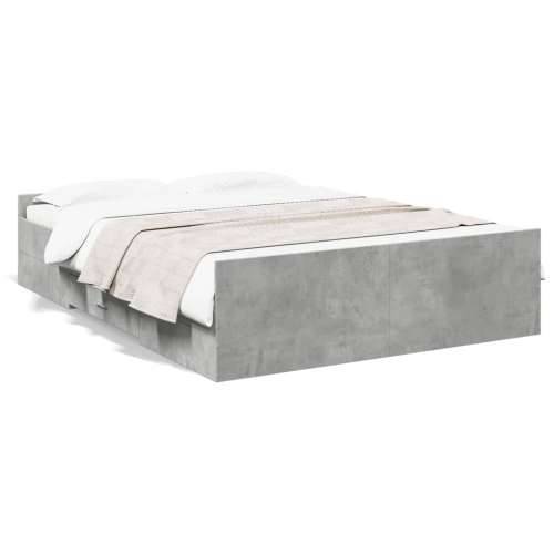 Okvir kreveta s ladicama siva boja betona 120x200 cm drveni - Beton siva 120 x 200 cm Cijena