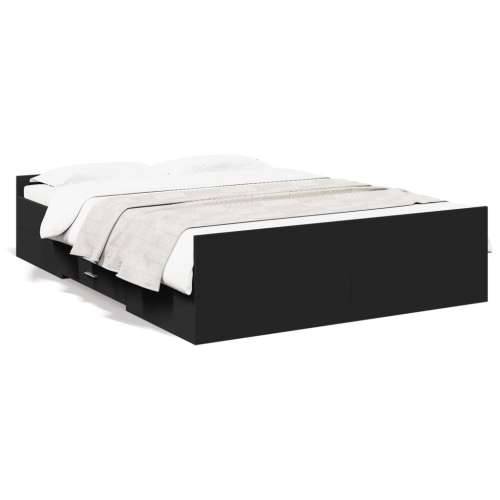 Okvir kreveta s ladicama crni 135 x 190 cm konstruirano drvo - Crna 135 x 190 cm Cijena