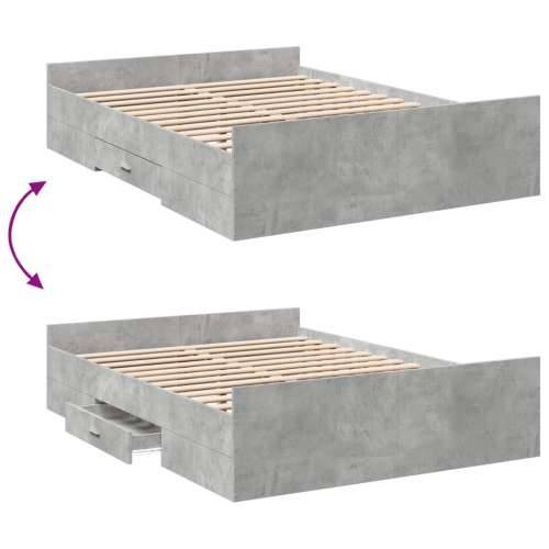 Okvir kreveta s ladicama siva boja betona 135x190 cm drveni - Beton siva 135 x 190 cm Cijena